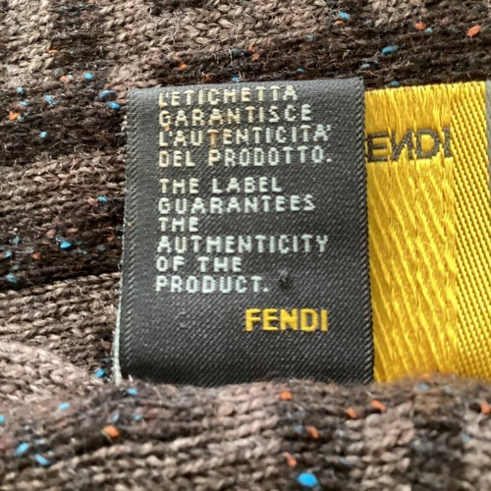 Fendi Brown Monogram FF Logo Wool Muffler Scarf Unisex - Picture 11 of 11